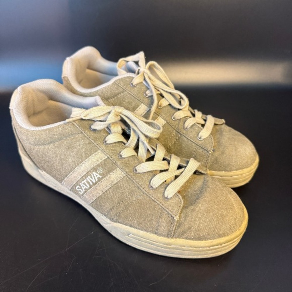 Sativa Hemp Canvas Khaki Green Low Top Sneakers Mens Size 6.5‎ EU 40